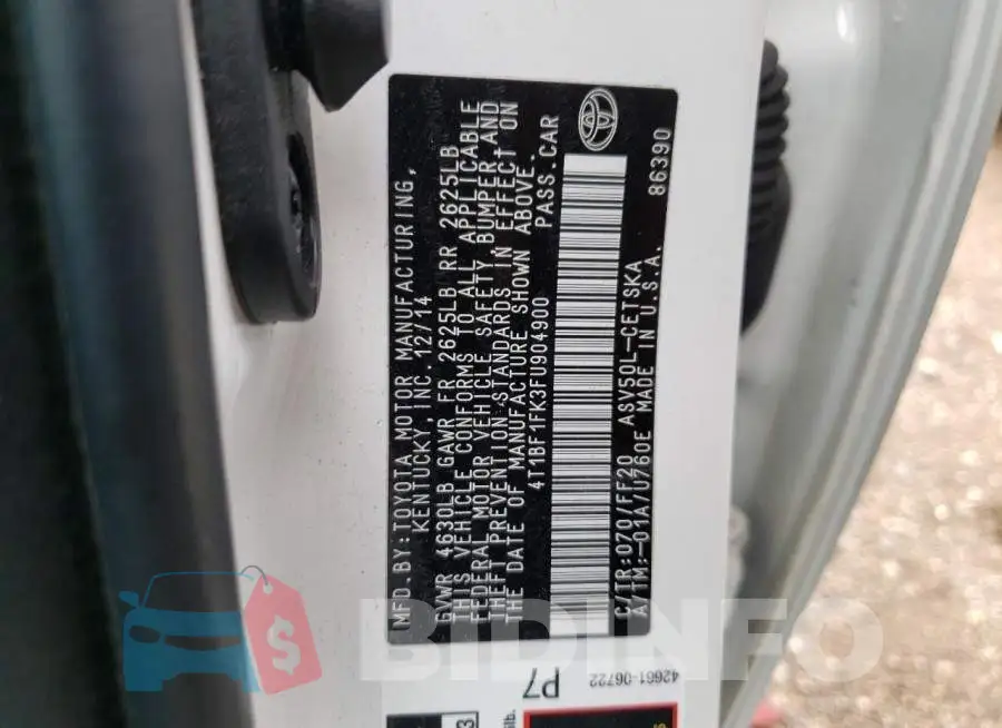 4T1BF1FK3FU904900 Photo# 12
