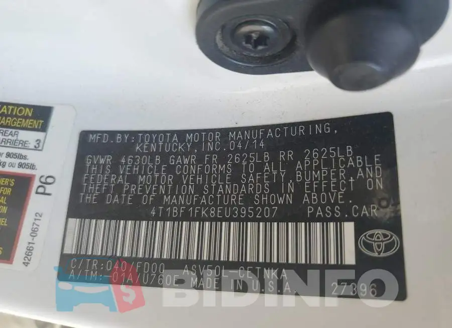 4T1BF1FK8EU395207 Photo# 12