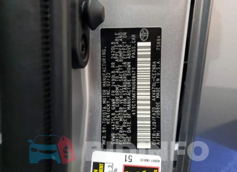 4T1C11AK7NU668471 Photo# 12