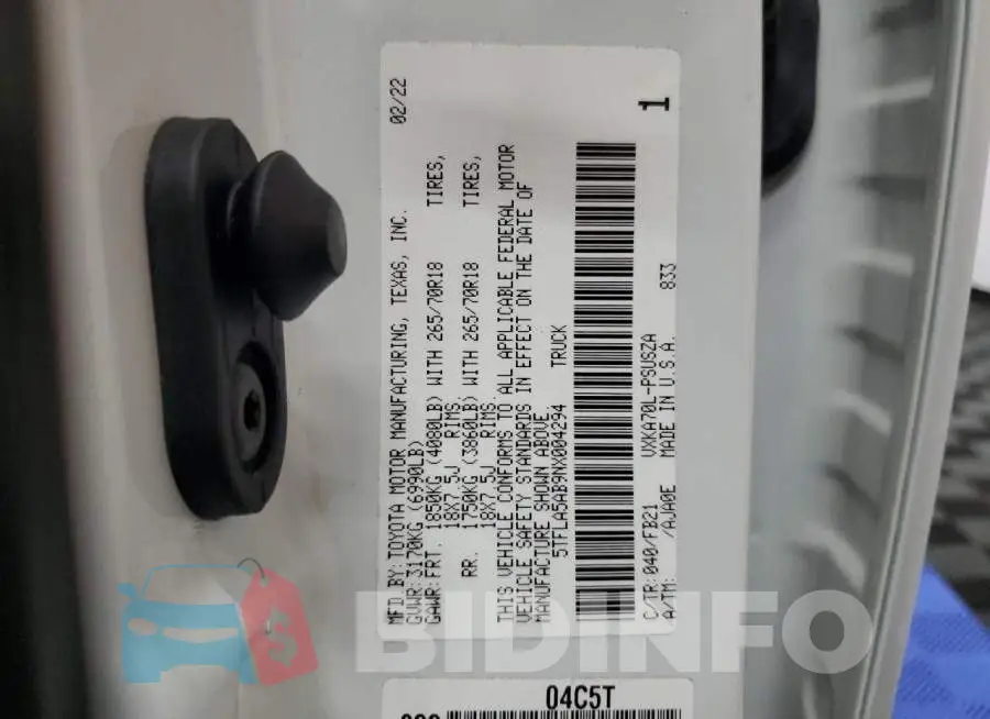 5TFLA5AB9NX004294 Photo# 12