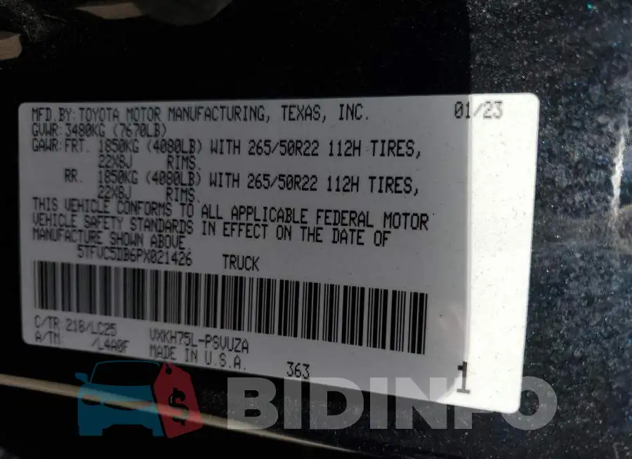 5TFVC5DB6PX021426 Photo# 12