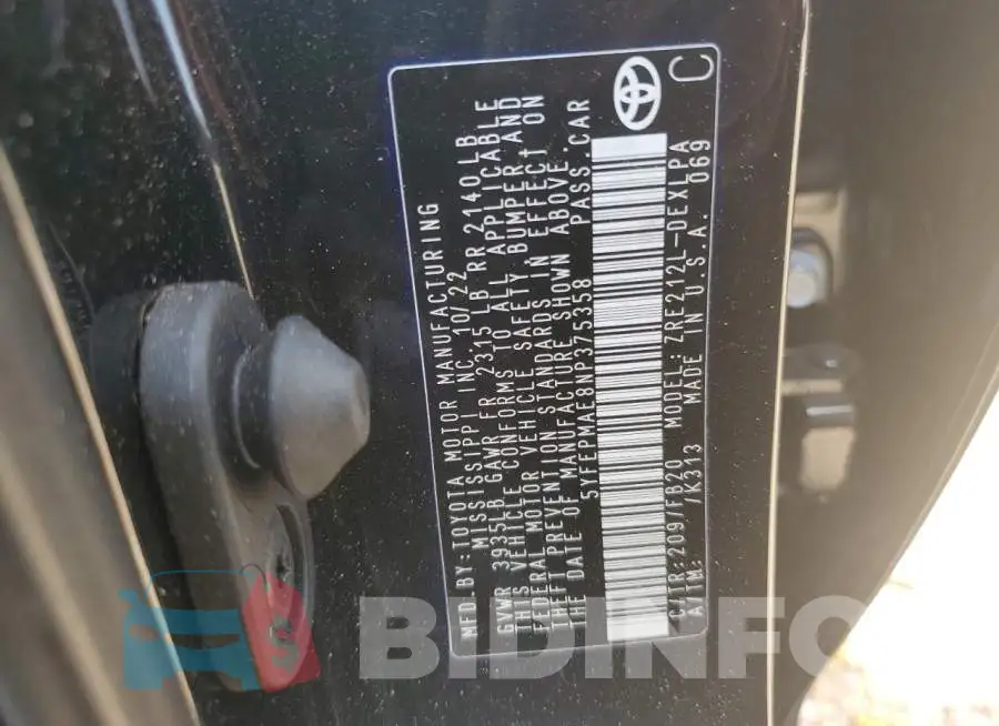 5YFEPMAE8NP375358 Photo# 12