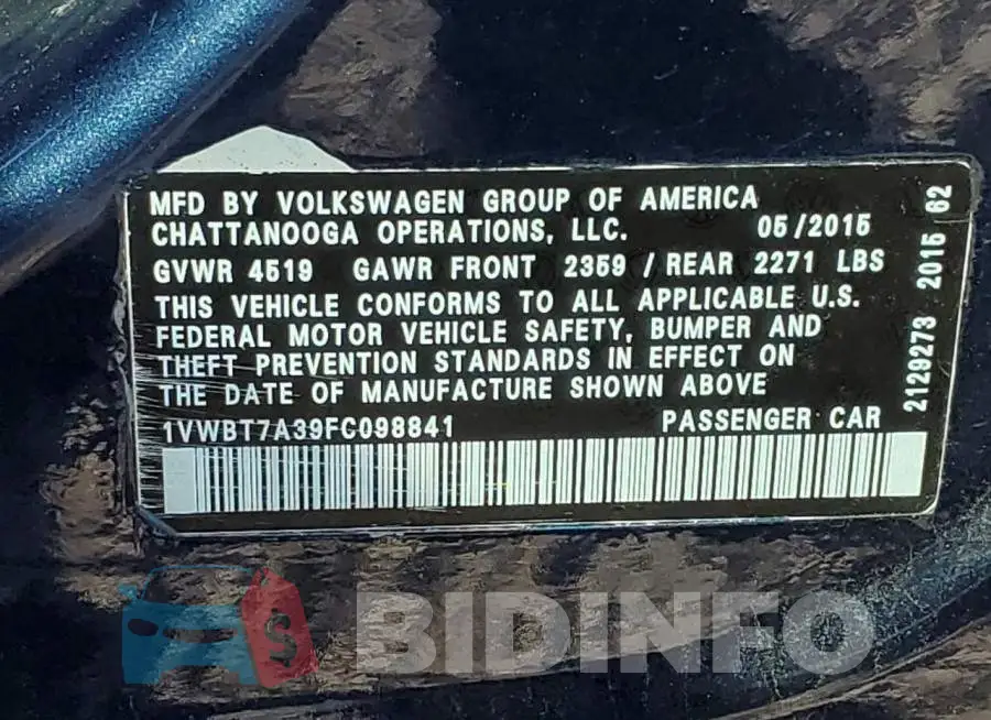 1VWBT7A39FC098841 Photo# 12