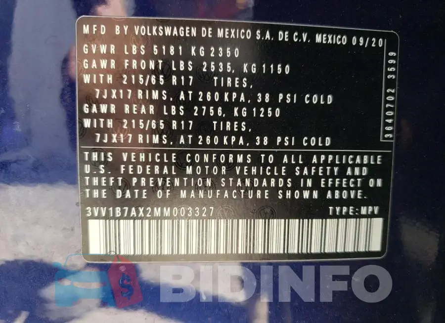 3VV1B7AX2MM003327 Photo# 13