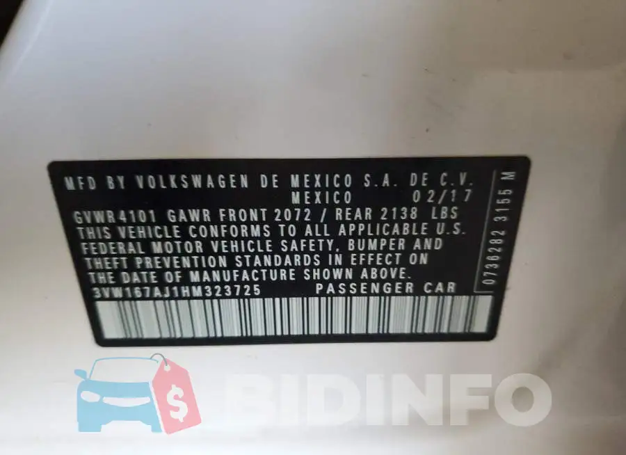 3VW167AJ1HM323725 Photo# 12