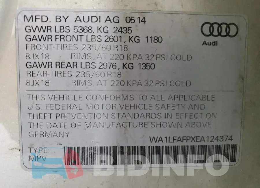 WA1LFAFPXEA124374 Photo# 14