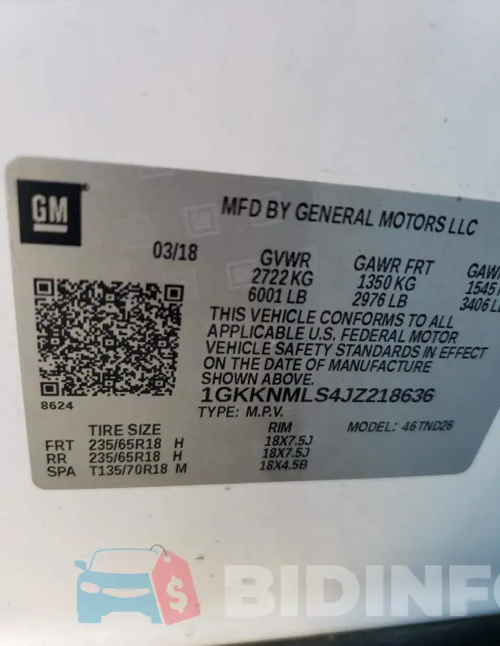 1GKKNMLS4JZ218636 Photo# 13