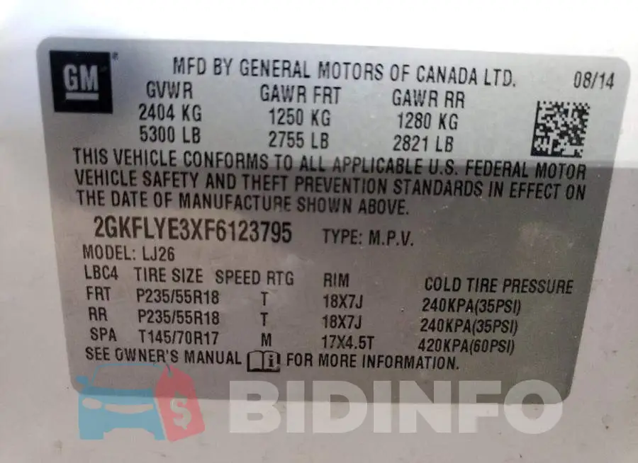 2GKFLYE3XF6123795 Photo# 14