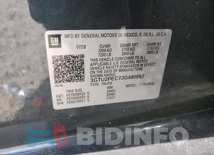 3GTU2PEC7JG490957 Photo# 13