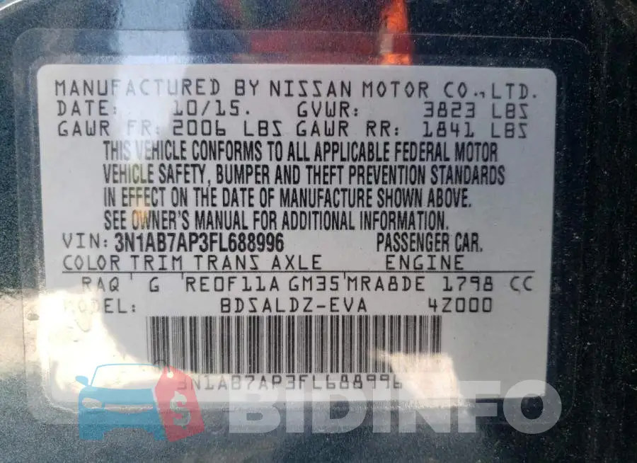 3N1AB7AP3FL688996 Photo# 13