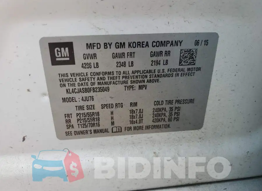 KL4CJASB0FB235049 Photo# 13
