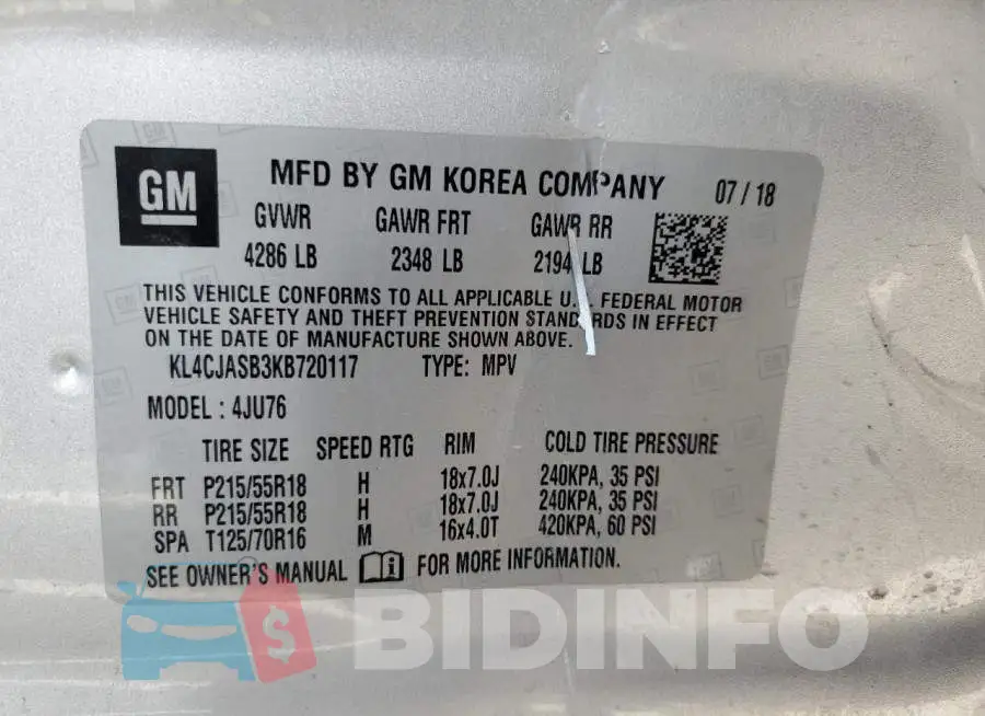 KL4CJASB3KB720117 Photo# 13