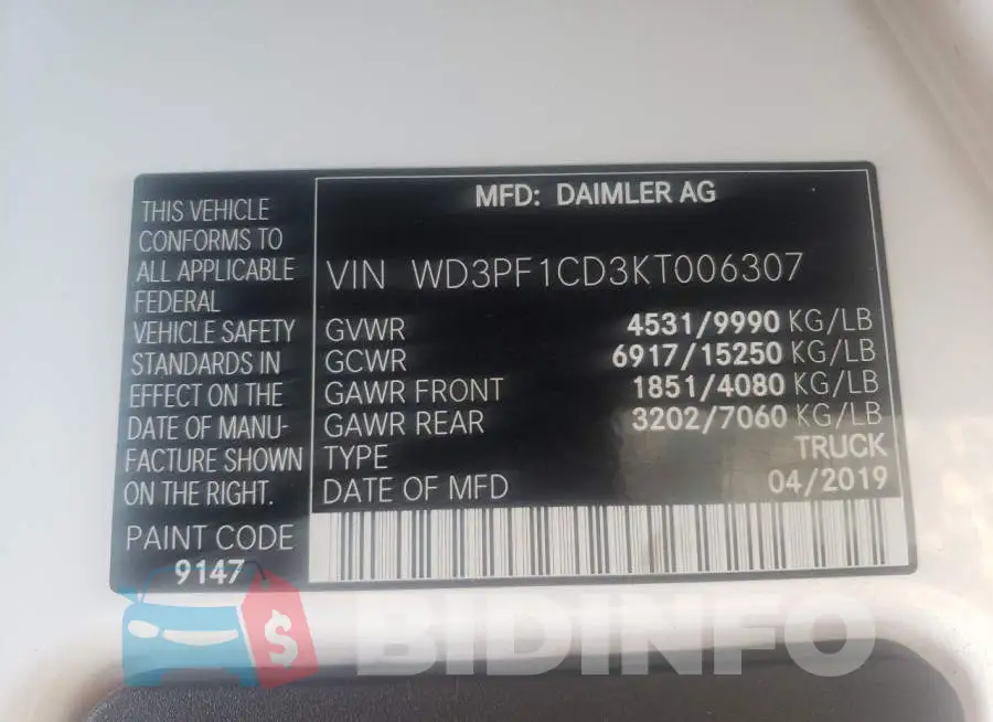 WD3PF1CD3KT006307 Photo# 13