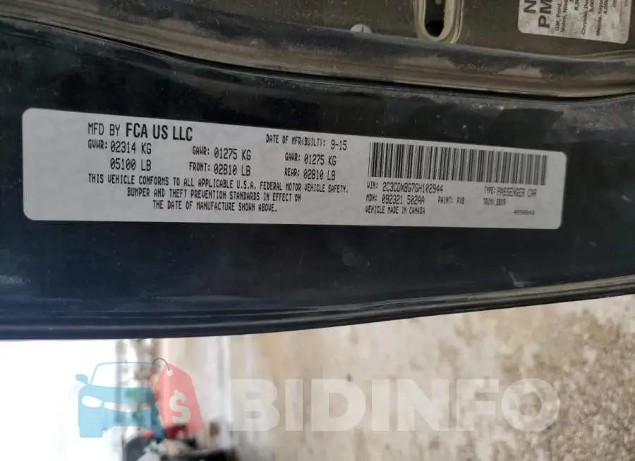 2C3CDXBG7GH102944 Photo# 13