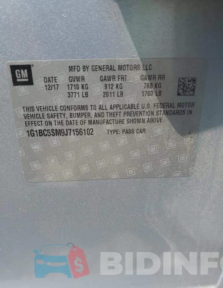 1G1BC5SM9J7156102 Photo# 12