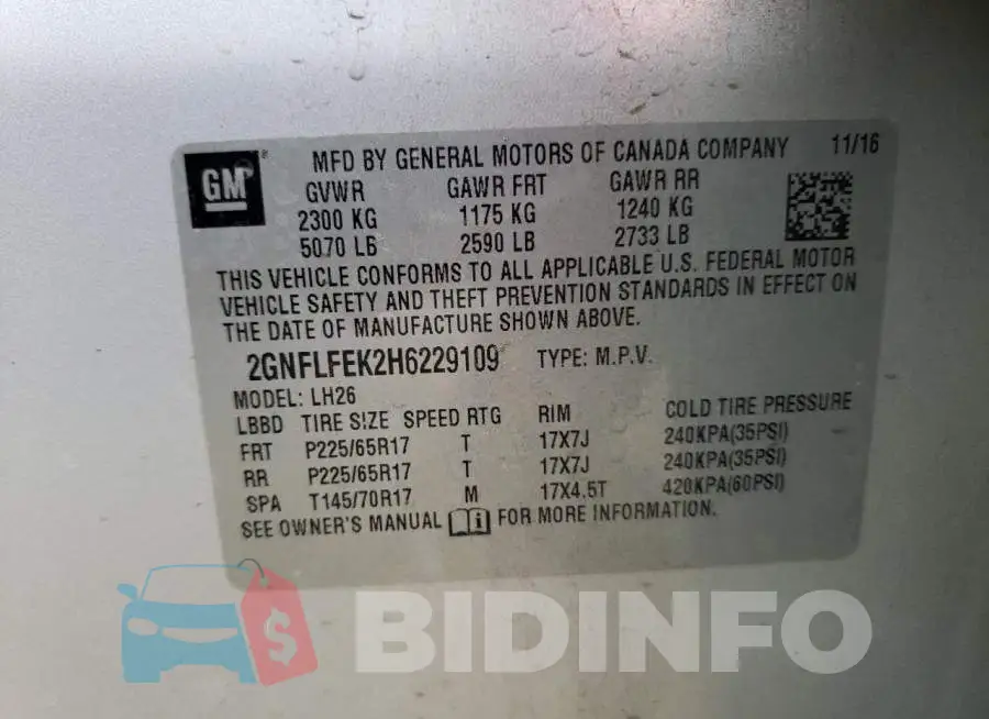 2GNFLFEK2H6229109 Photo# 12