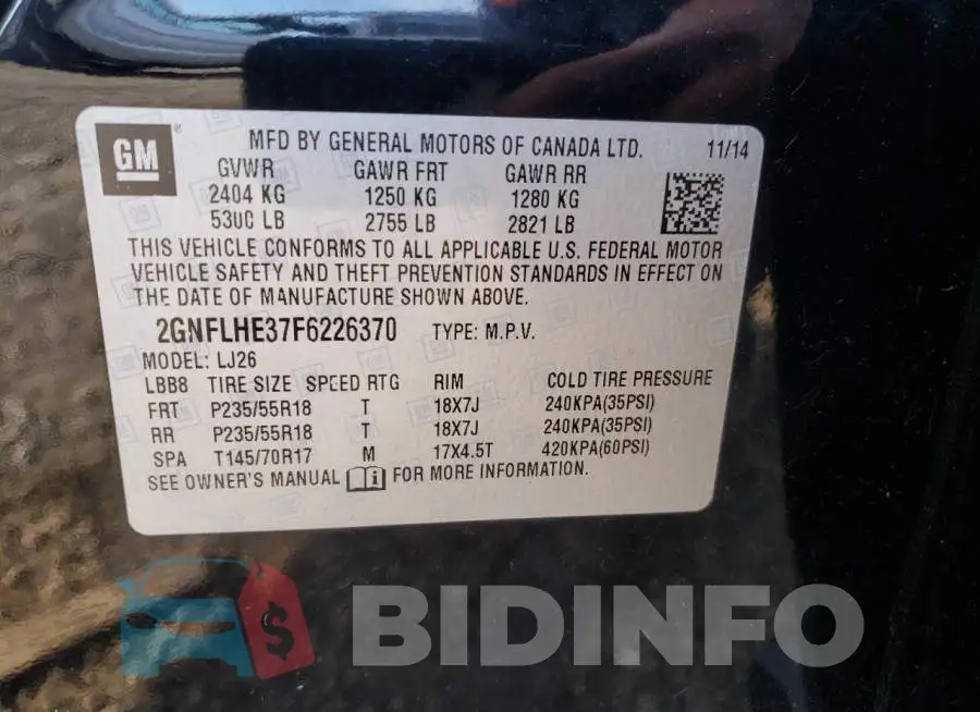 2GNFLHE37F6226370 Photo# 12