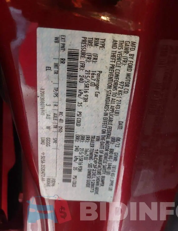 1FADP3F23EL128073 Photo# 12