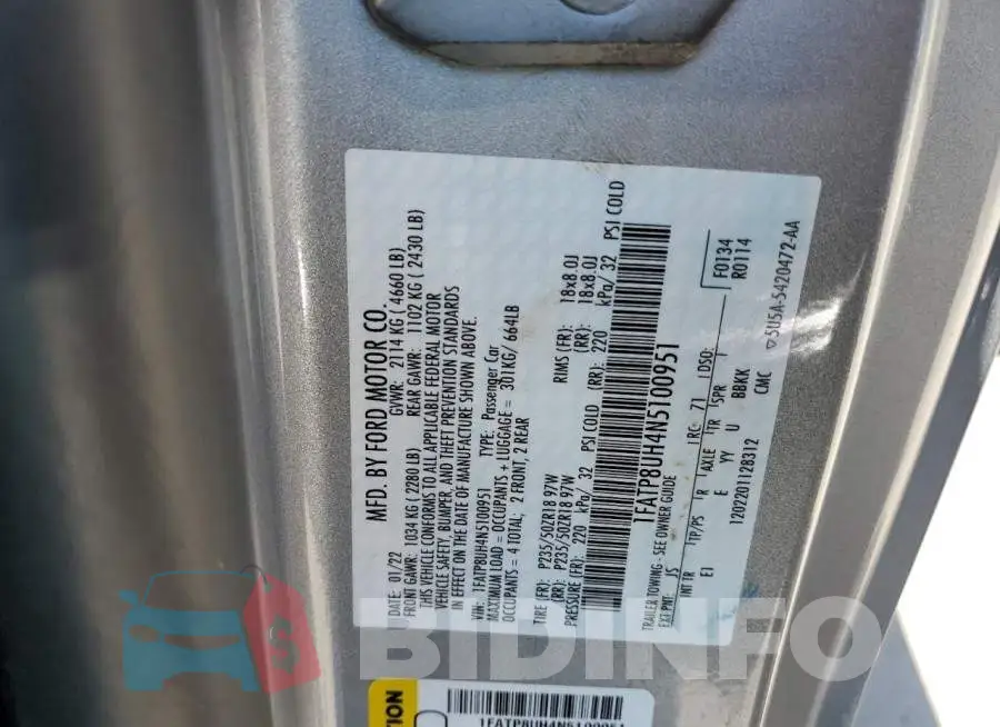 1FATP8UH4N5100951 Photo# 12