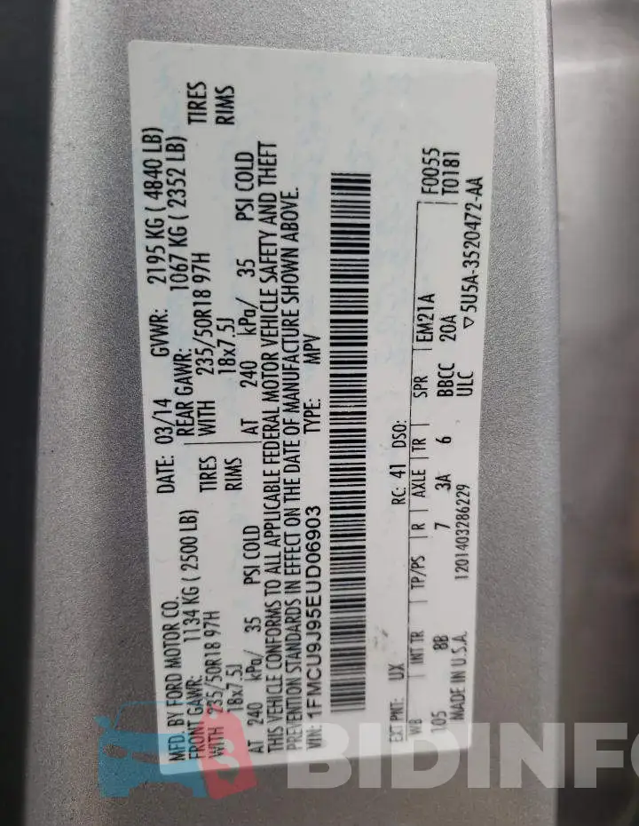 1FMCU9J95EUD06903 Photo# 12
