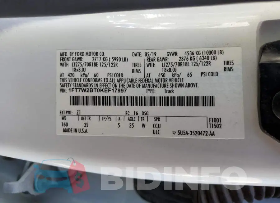 1FT7W2BT0KEF17997 Photo# 12