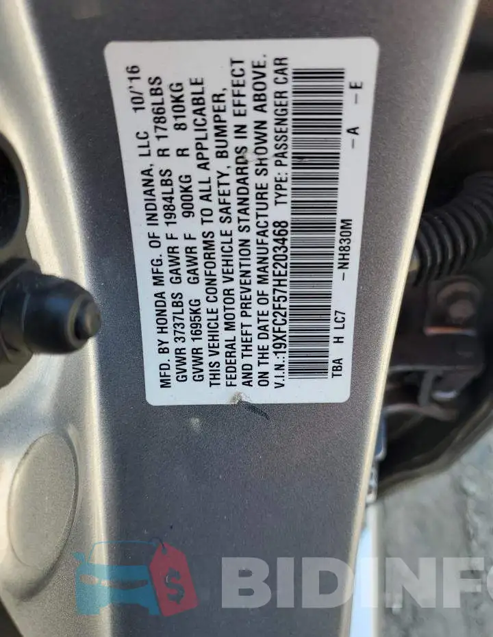 19XFC2F57HE203468 Photo# 13
