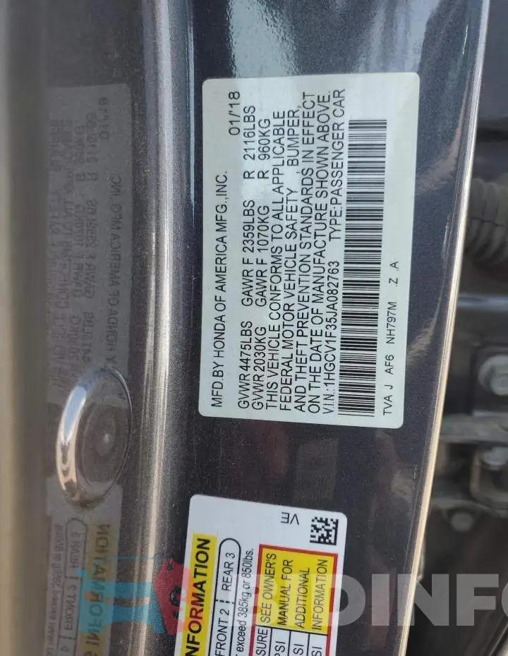 1HGCV1F35JA082763 Photo# 12