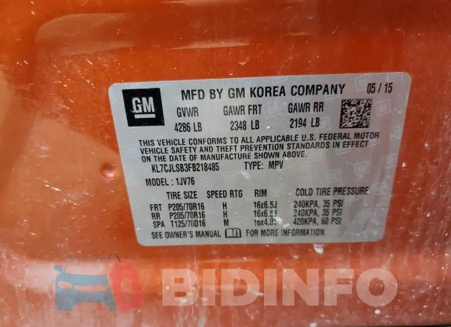 KL7CJLSB3FB218485 Photo# 12