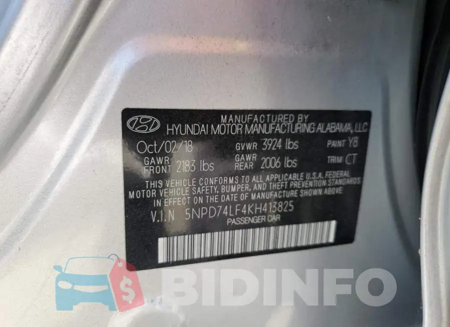 5NPD74LF4KH413825 Photo# 12