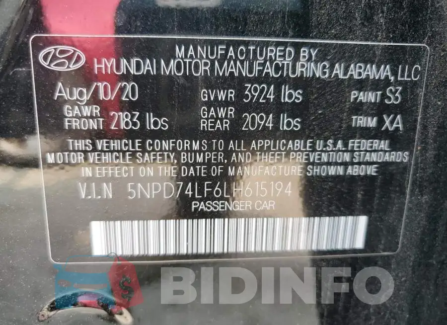 5NPD74LF6LH615194 Photo# 12