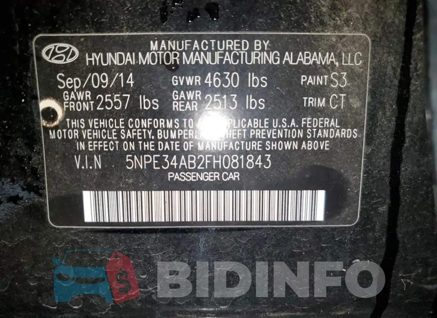 5NPE34AB2FH081843 Photo# 12