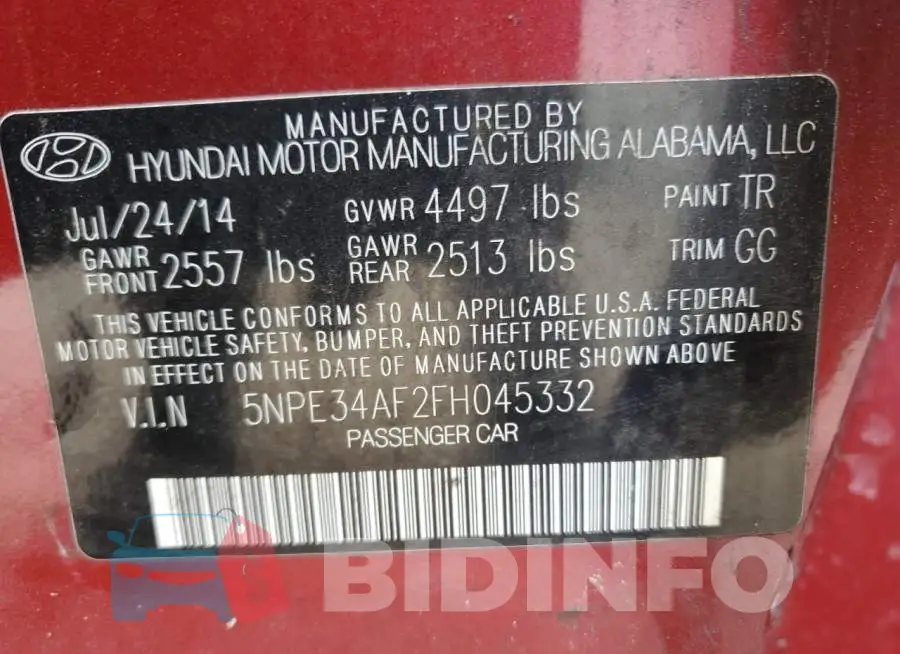 5NPE34AF2FH045332 Photo# 12
