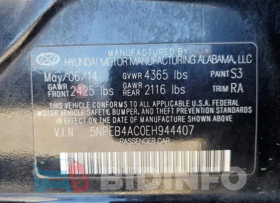 5NPEB4AC0EH944407 Photo# 12