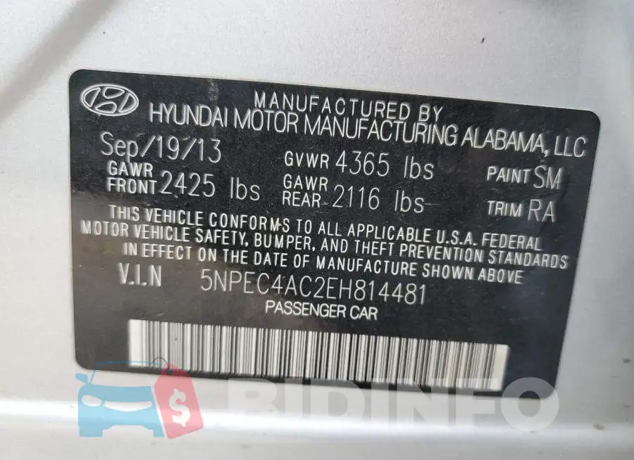 5NPEC4AC2EH814481 Photo# 13