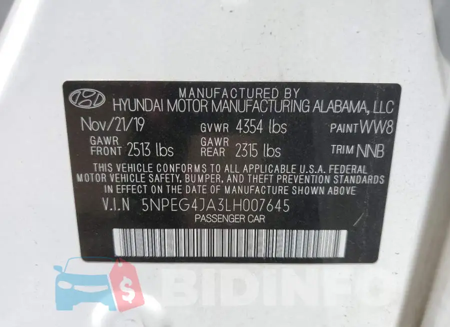 5NPEG4JA3LH007645 Photo# 12