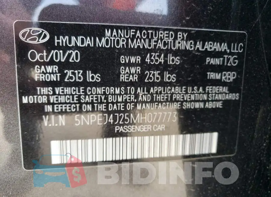 5NPEJ4J25MH077773 Photo# 12