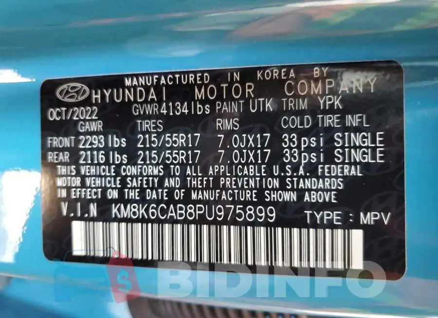 KM8K6CAB8PU975899 Photo# 13