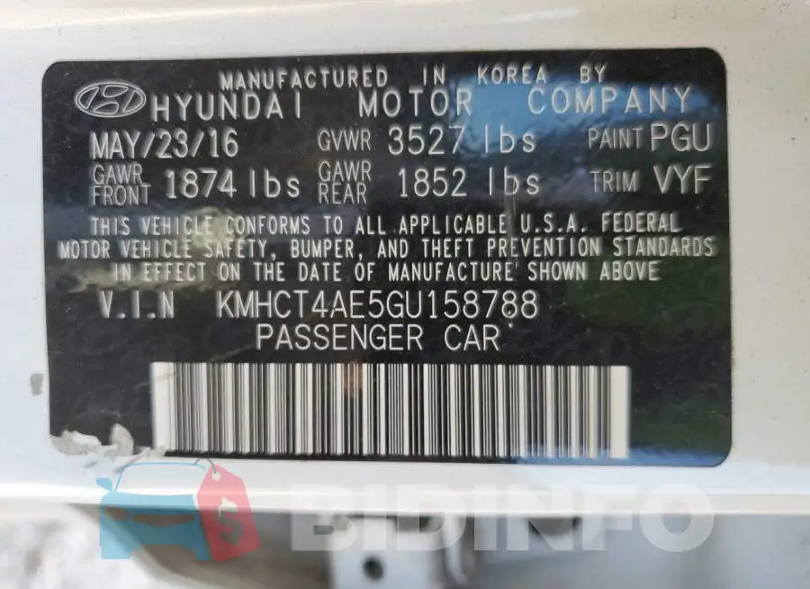 KMHCT4AE5GU158788 Photo# 12