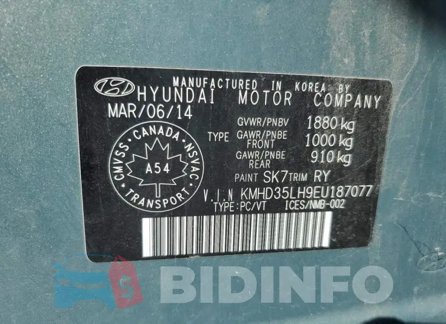 KMHD35LH9EU187077 Photo# 12