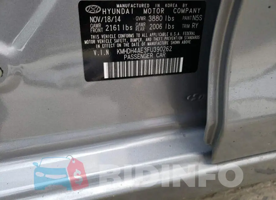 KMHDH4AE3FU390262 Photo# 13