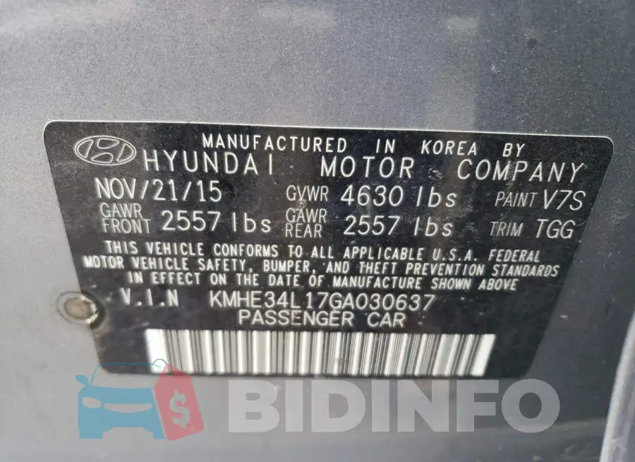 KMHE34L17GA030637 Photo# 12