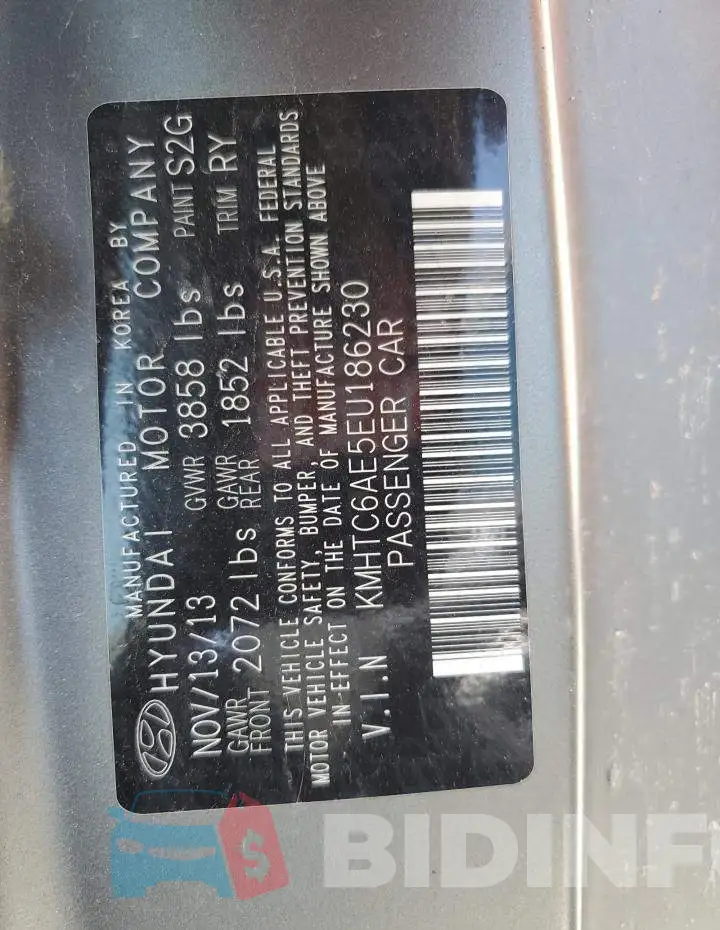 KMHTC6AE5EU186230 Photo# 12