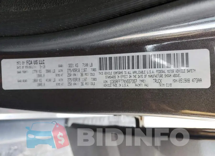 1C6SRFFT7KN557357 Photo# 13