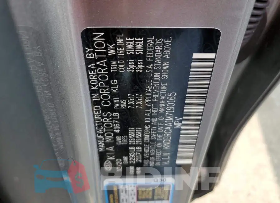 KNDERCAA1M7190165 Photo# 12