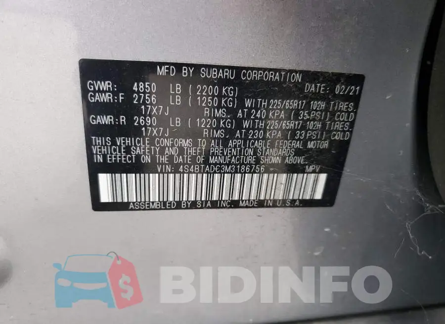4S4BTADC3M3186756 Photo# 13