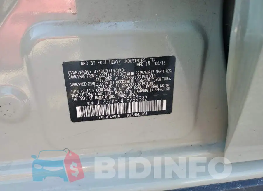 JF2GPAPC4F8299682 Photo# 12