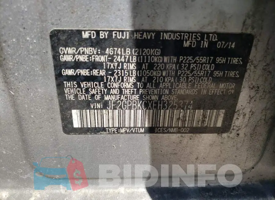 JF2GPBKCXEH325374 Photo# 12