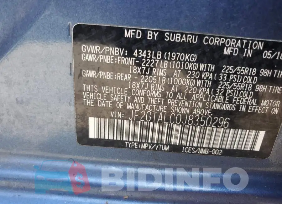 JF2GTALC0J8350296 Photo# 12