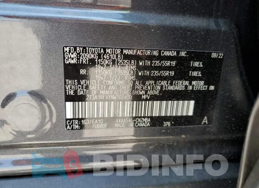 2T3A1RFVXNW307400 Photo# 12