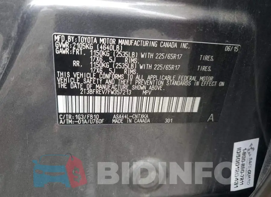 2T3BFREV7FW357213 Photo# 12